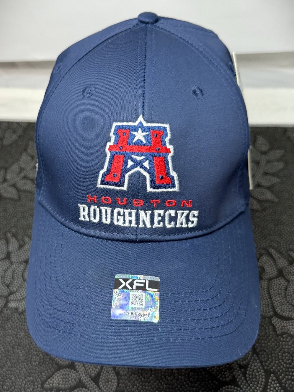 Houston Roughnecks XFL Football Embroidered Flexfit® Blue Ball Cap Rare Size S/M